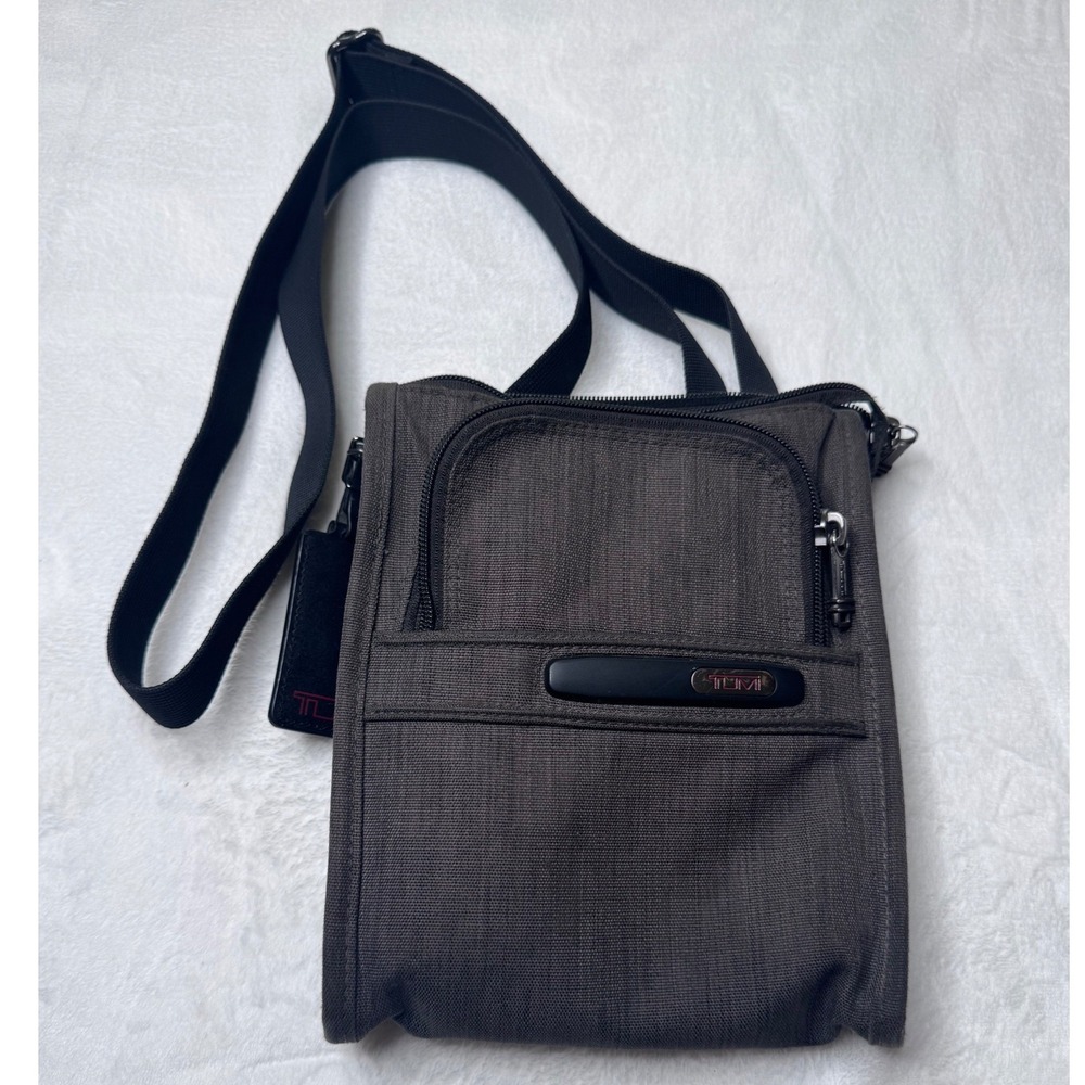 TUMI Alpha Bravo Men Charcoal Grey Ballistic Nylon Crossbody Shoulder Travel Bag